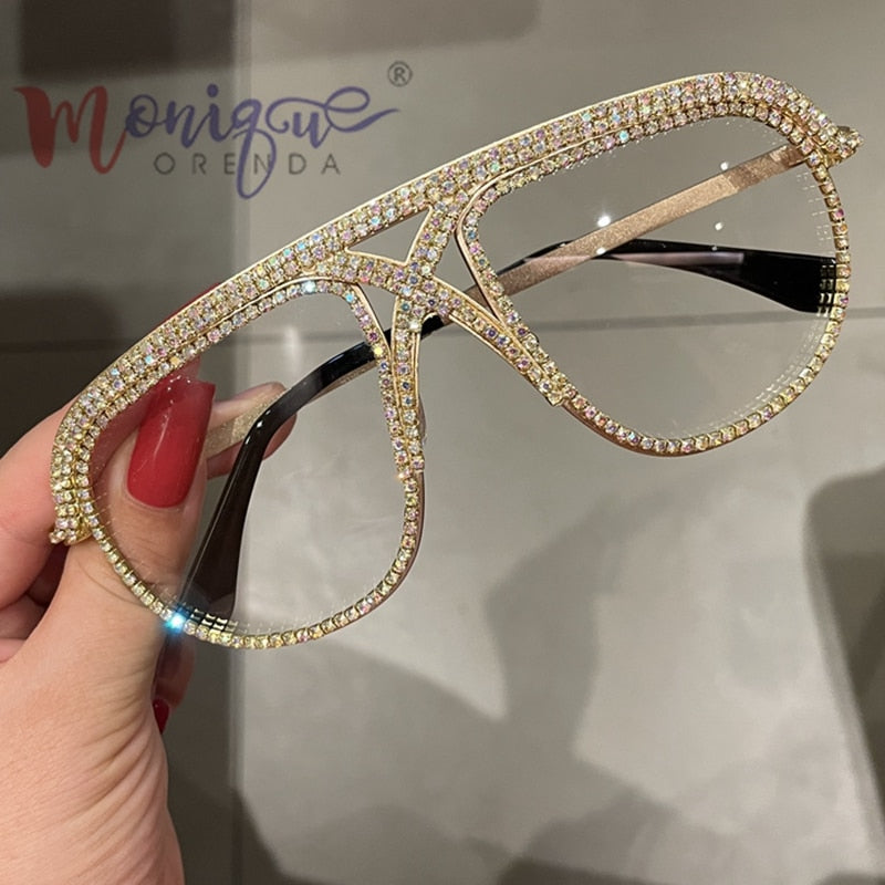 Sunglasses Women 2022 Rhinestone Oversized Sun Glasses Men Luxury Designer Eyeglasses Oculos De Sol Feminino