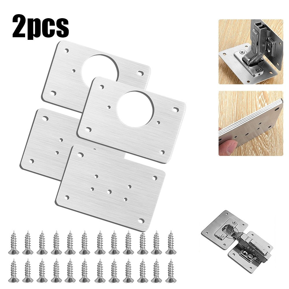 2/4/10/20pcs Stainless Steel Hinge Repair Plate For Cabinet Furniture Hinges Mounting Tool Kitchen Cupboard Door Fixing Plate