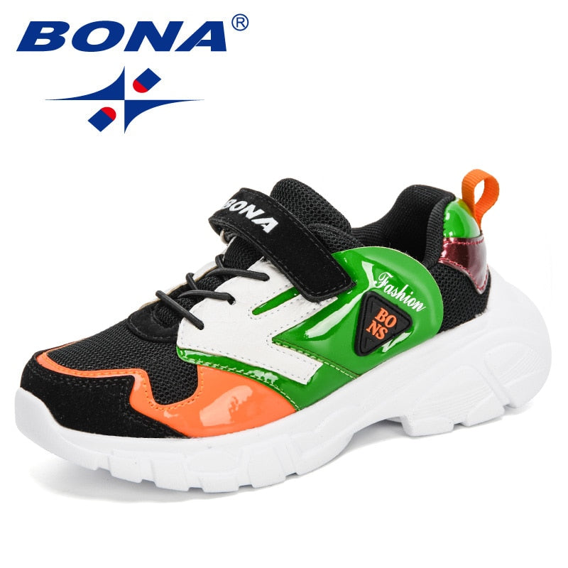 BONA 2020 New Designers Trendy Sneakers Children Sport Shoes Tenis Kids Basket Footwear Lightweight Breathable Jogging Walking