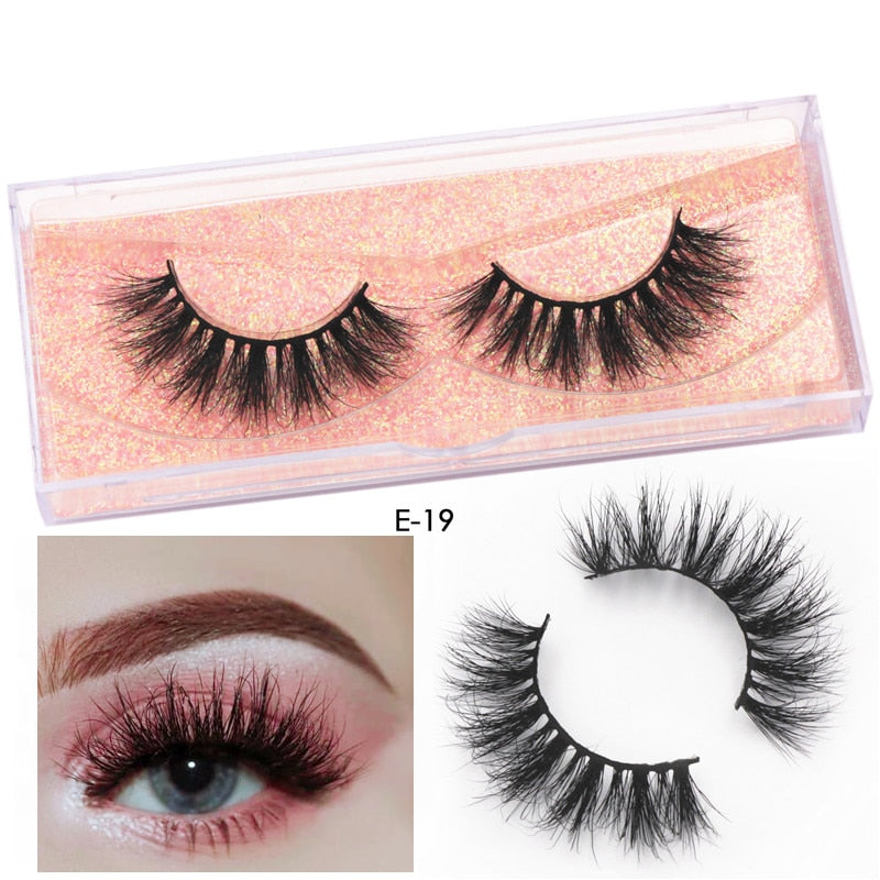 Mink Eyelashes Natural Long 3D Mink Lashes Cruelty Free Handmade Fake Lashes Makeup False Eyelash Short Soft Reusable Lashes A03