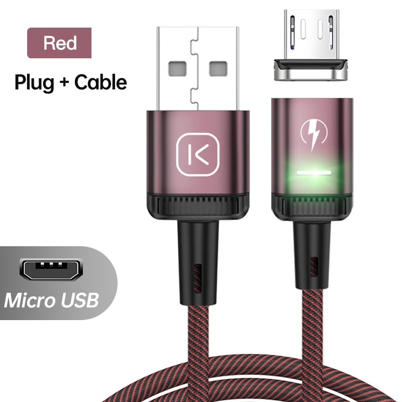 KUULAA LED Magnetic USB Cable 3A Fast Charging Type C Cable Magnet Charger Micro USB Cable for iPhone xiaomi poco samsung cord