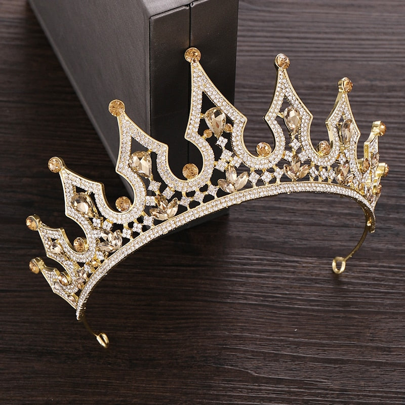 Rhinestone Crystal Tiara Crown Wedding Hair Accessories Bridal Tiara Hair Crown Wedding Hair Jewelry Crystal Tiara Golden Diadem