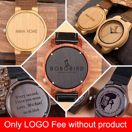Personality LOGO Words Message Engraved Wood Watch or Sunglasses Logo Customized Item No Products Engraving Special Gift