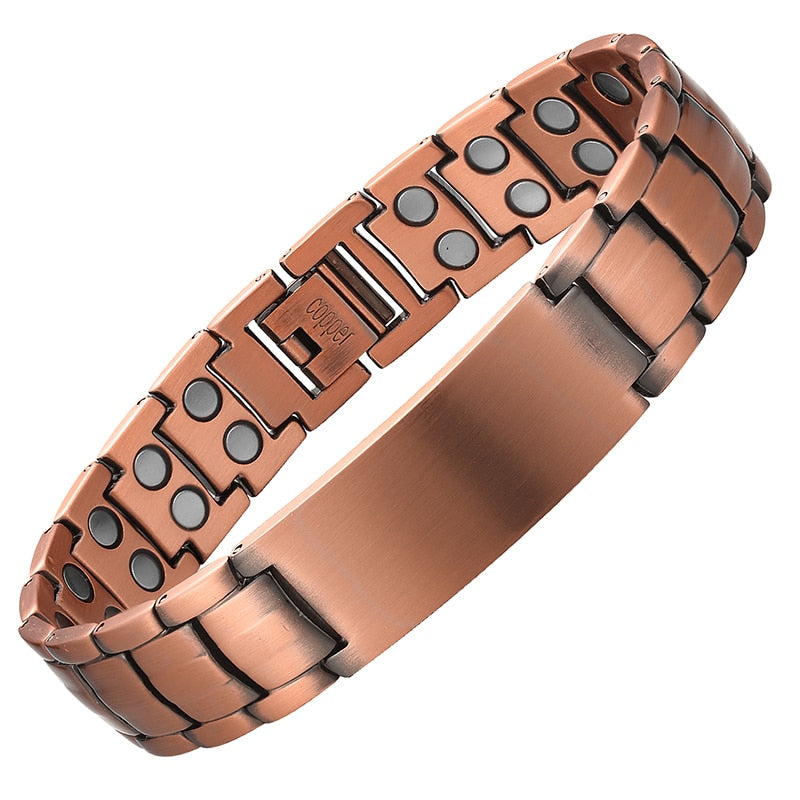 Copper Magnetic Bracelet Personalize ID Name Bracelets for Men Women Adjustable Wristband Bracelet Bangle Metal Jewelry Gift