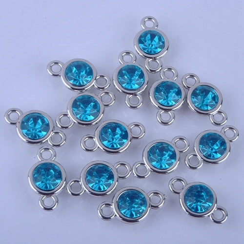 1 set of 12pcs Bright Birthstone Charms Silver color Acrylic charms measuring 11 mm by 19 mm for DIY Statement Necklace, Pendant, Anklet and Bracelet