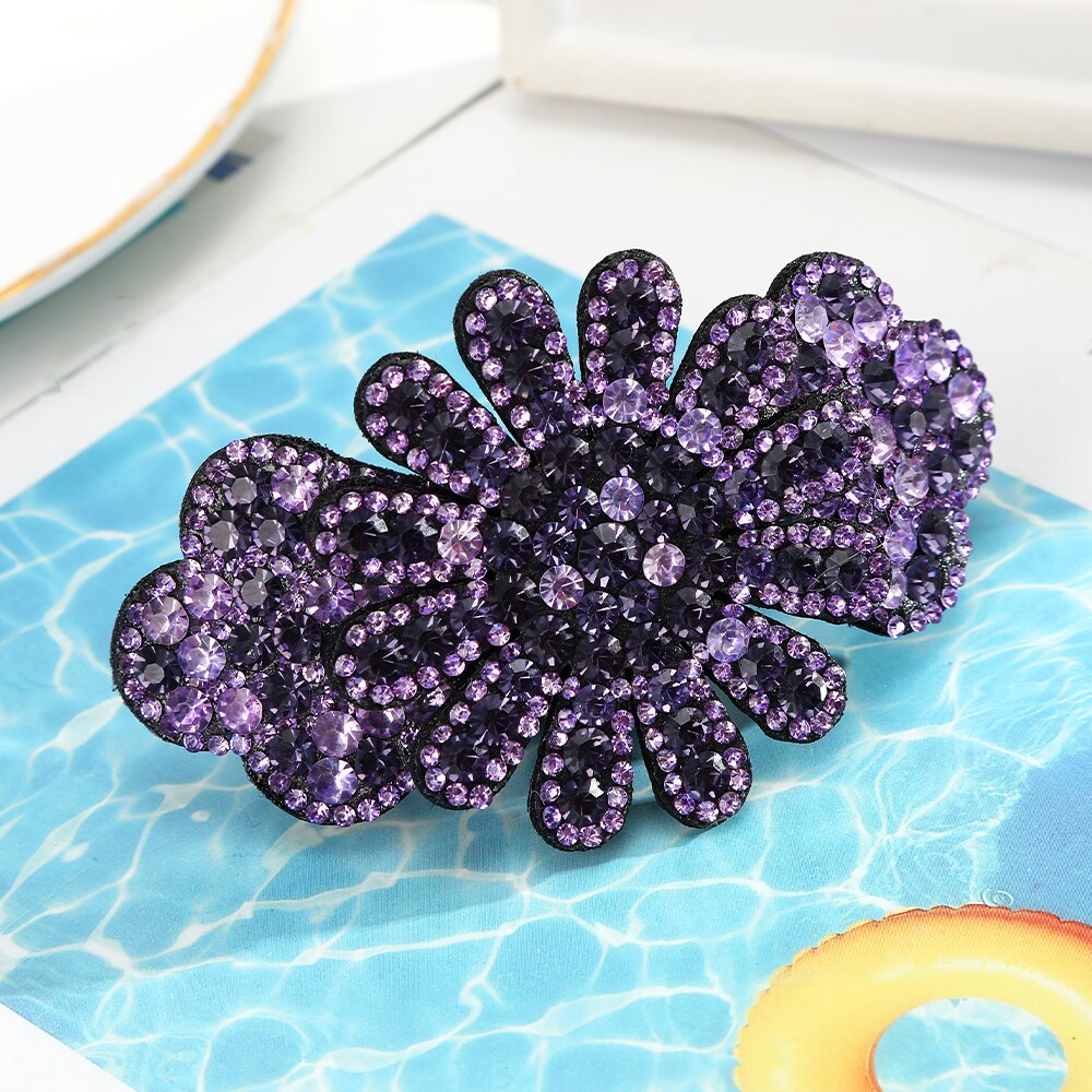 AWAYTR Crystal Flower Barrettes Hair Clips for Women Vintage Rhinestone Hairpins Headwear Girls Hair Accessories Jewelry Clips