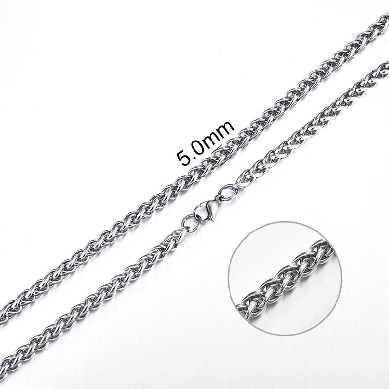 Jiayiqi 2mm-7mm Rope Chain Necklace Stainless Steel Never Fade Waterproof Choker Men Women Jewelry Silver Color Chains Gift