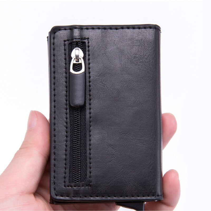 Magnet Rfid Blocking Card Holder Women Men Wallets Thin Slim Wallets Leather Coin Purse Small Male Black Mini Wallet portomonee