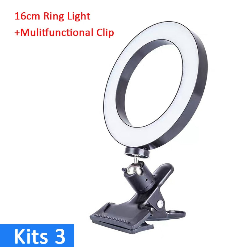 26cm/16cm Protable Led Selfie Round Circle Light For Youtube Live Streaming Studio Video Dimmable Photography Lighting With USB Cable