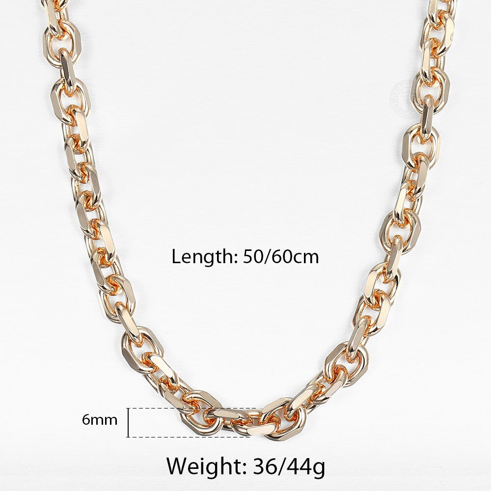 Davieslee Chain Necklace for Women Men 585 Rose Gold Color Necklace for Women Men Foxtail Hammered Bismark Chain 3-8mm DCNN1