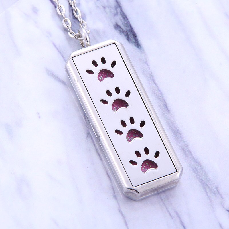 Square Aroma locket Necklace Magnetic Stainless Steel Aromatherapy Essential Oil Diffuser Perfume Locket Pendant Jewelry