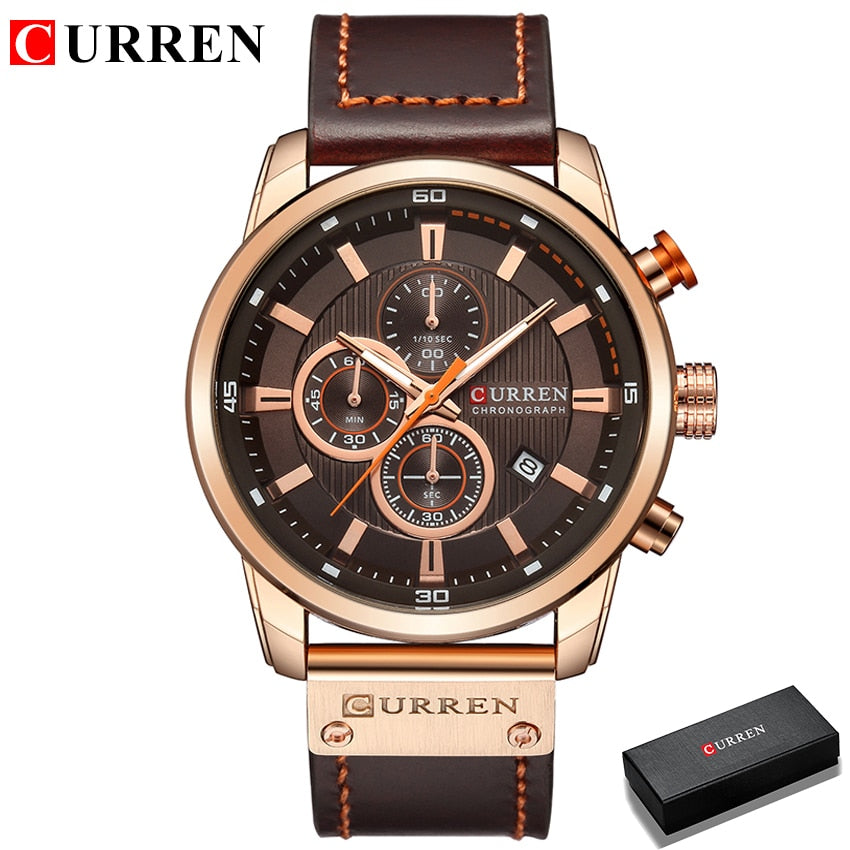 New Watches Men Luxury Brand CURREN Chronograph Men Sport Watches High Quality Leather Strap Quartz Wristwatch Relogio Masculino