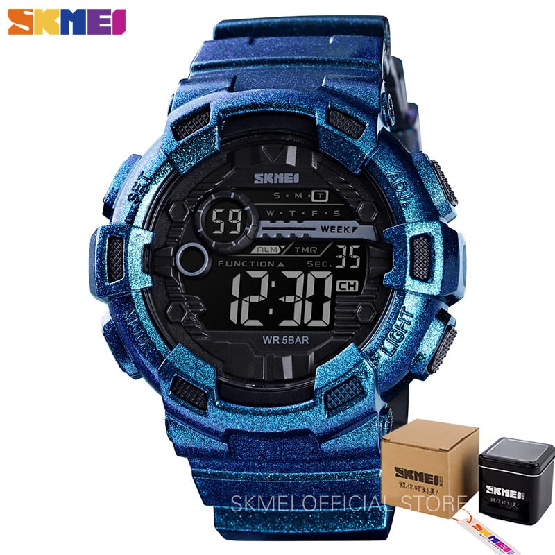 Outdoor Sport Watch Men Multifunction 5Bar Waterproof PU Strap LED Display Watches Chrono Digital Watch reloj hombre 1243