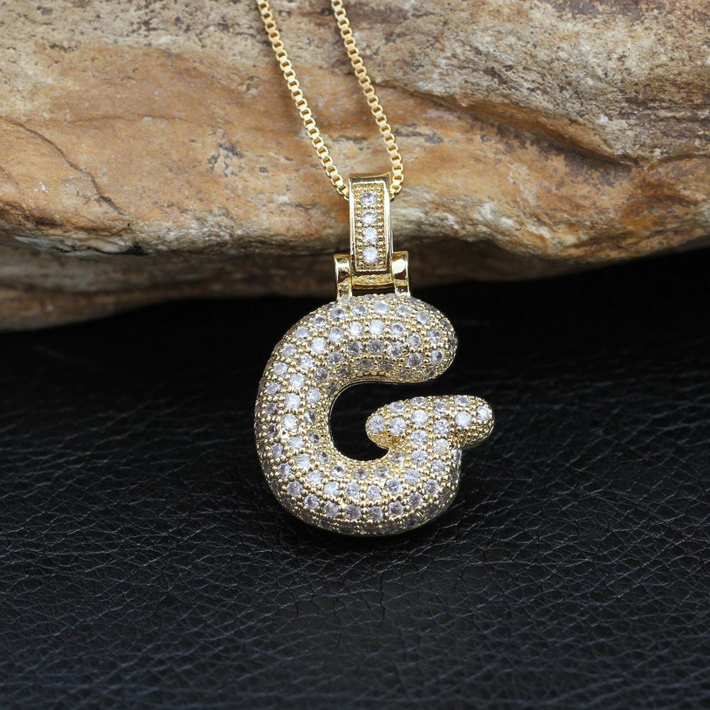 Fashion letters Necklace custom name bubble pendant charm for men and women cubic zircon hip hop jewelry gift