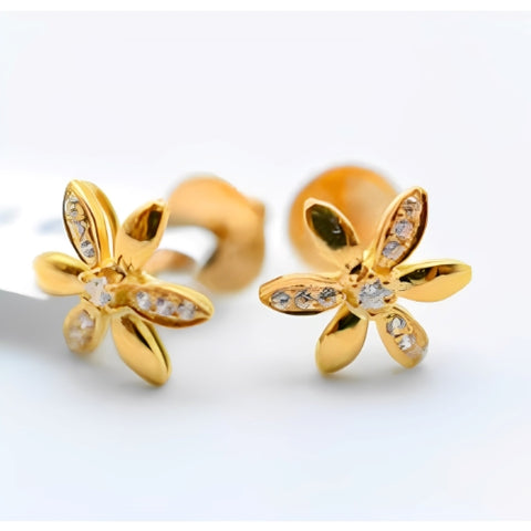 Highest Grade Pretty Flower with Zarkon Gold Plated Earrings.