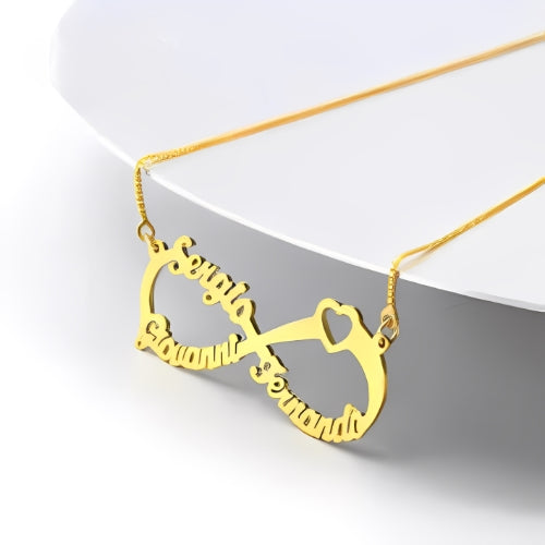 Infinity 1-4 names Customized name pendant Special gold plated.