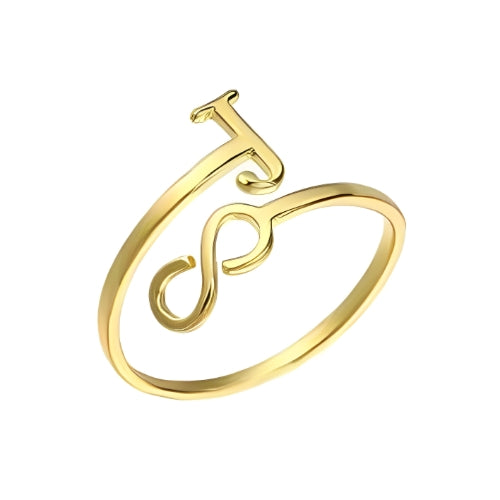Infinity Beautiful Cutomized Letter Decorated with Zarkon Gold Ring