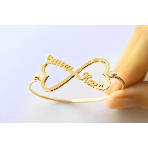 Infinity Design Two to Four Customized Name Gold Plated Bracelet