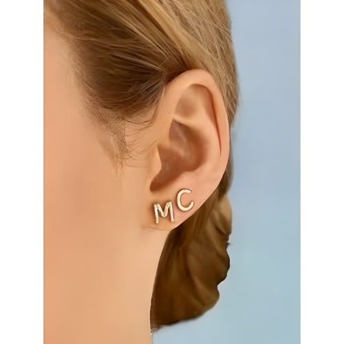 Initials Best Quality Beautiful Design  Initials Stud Gold Earrings.