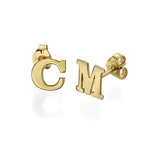 Initials Customized of High Quality Gold Plated Earrings.