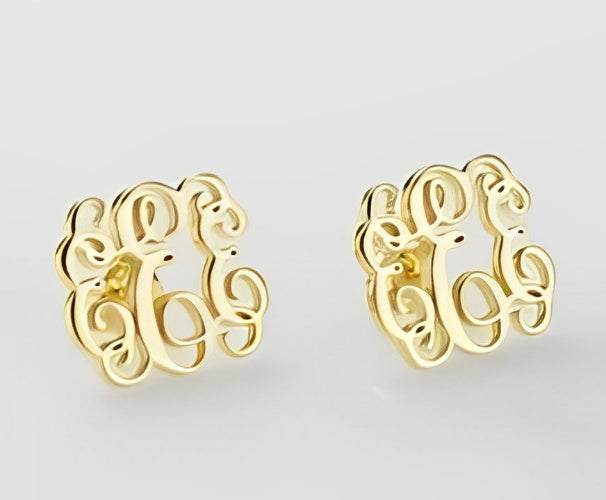 Initials Specila Design Best Quality Beautiful  Stud Earrings Gold Plated