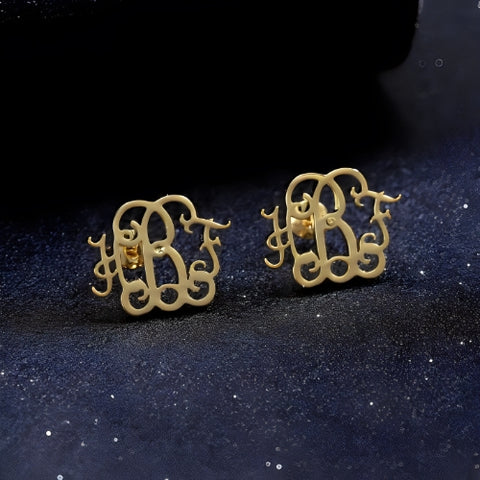 Initials Specila Design Best Quality Beautiful  Stud Earrings Gold Plated