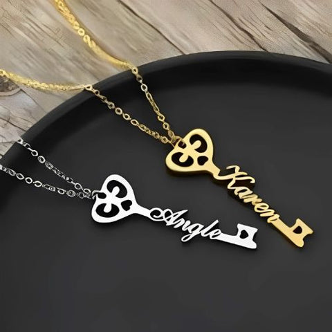 Key design Name & Various Fonts Designs pendant,  Personalized jewelry.