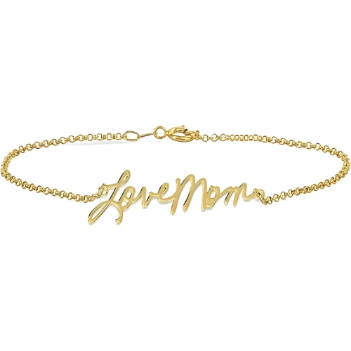 Lovemom Special Fonts Design Gold Bracelet