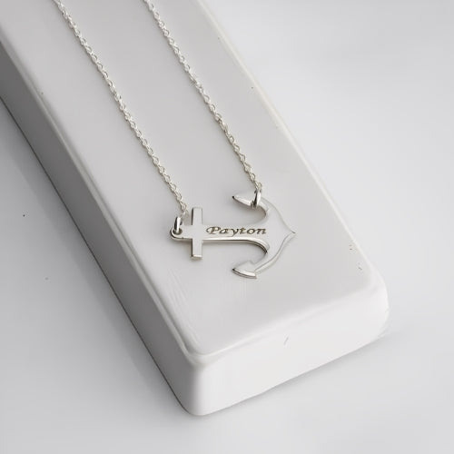 Men-Silver-Jewel -Women- Anchor-necklace-Sea-Sport-Customized-Name-Initials
