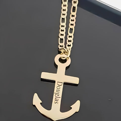 Men-Silver-Jewel -Women-Gold- Anchor-sea-water-sport-Customized-Engraved-Name-Personalised-necklace