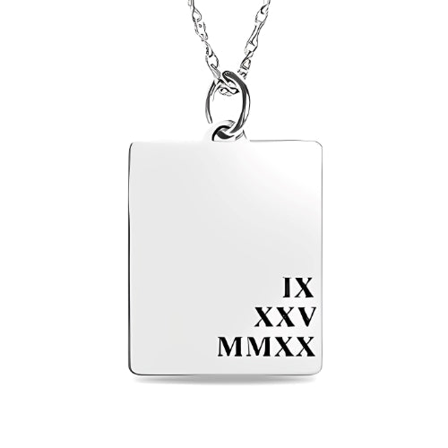 Men-Silver-Jewel -Women- Rectangle-Engraved-Personalised-Name-Quote-necklace-Pendant