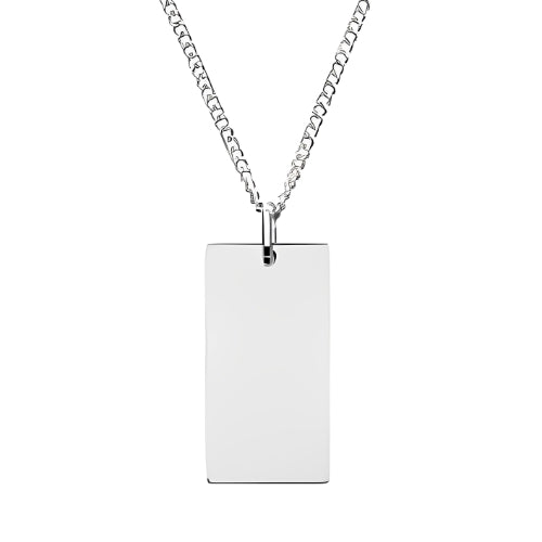 Men-Silver-Jewel -Women- Rectangle-Name-Quote-necklace-Pendant