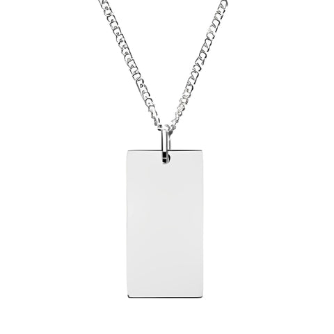 Men-Silver-Jewel -Women- Rectangle-Name-Quote-necklace-Pendant