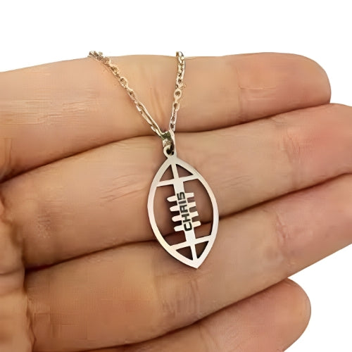 Men-Women-American-Football-Symbol-sports-Athletics-Kids- Customized-Silver-Pendant-Necklace