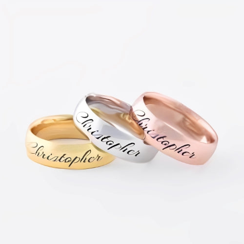 Men Ring-Women Ring-Gold-Rose-Silver-Customized -Name