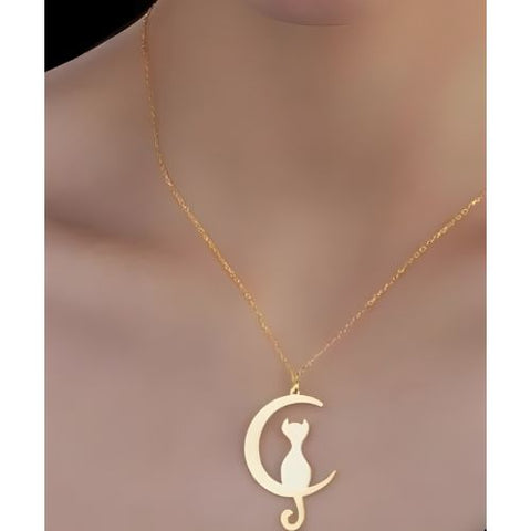 Moon Cat pendant Design jewelry  name necklace.