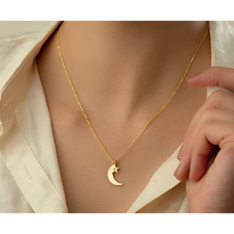 Moon Star pendant Design jewelry name necklace.