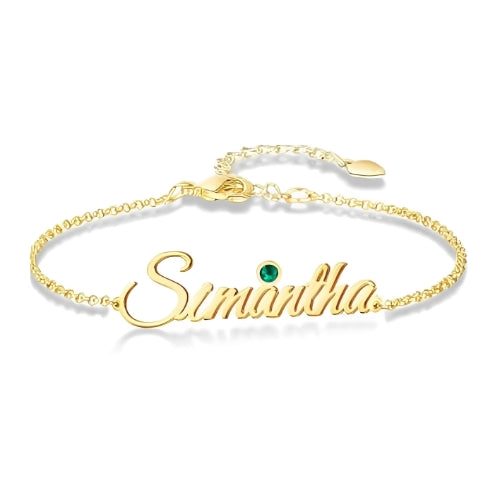 Name Bracelet  Personalize Name Bracelet Decotrated with BirthStone