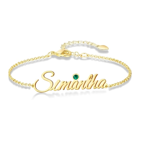 Name Bracelet  Personalize Name Bracelet Decotrated with BirthStone