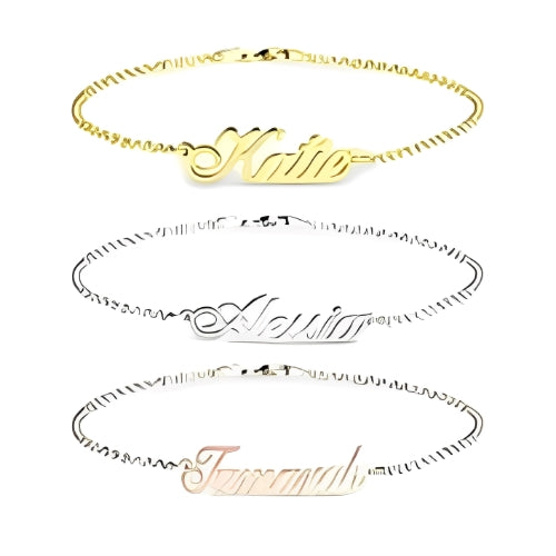 Name Customized Bracelets Gold, Rose Gold or Pure Silver