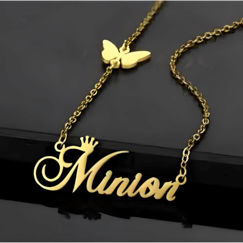 PERSONALIZED  NAME PENDANT DECORATED WITH BUTTERFLY.