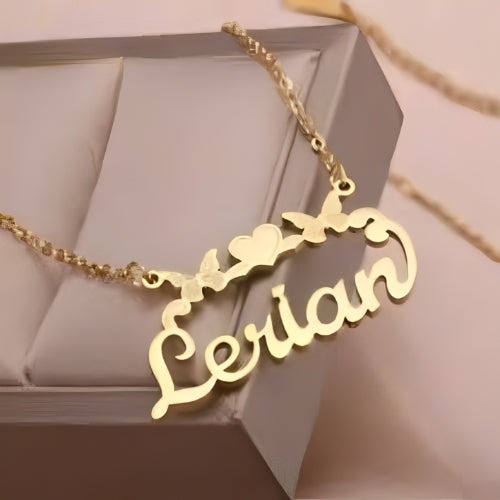 PERSONALIZED  NAME PENDANT DECORATED WITH BUTTERFLY.