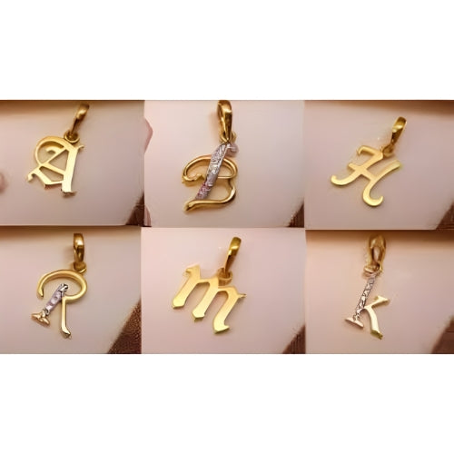 Personalized Letter Pendant Peice Gold & Gold with  Zarkon.