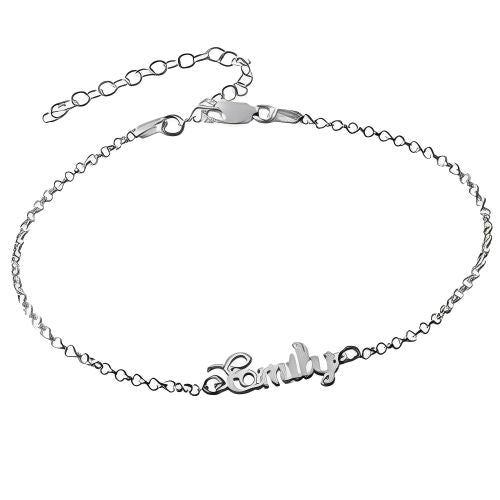 Pure Silver Anklet Costum Name  Personalised Name.