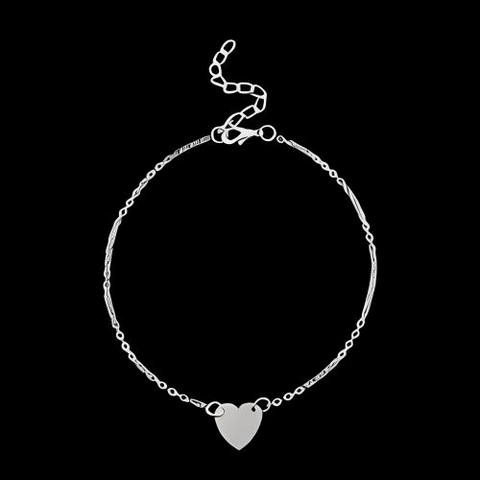 Pure Silver Anklet Heart Shape Personlaised.