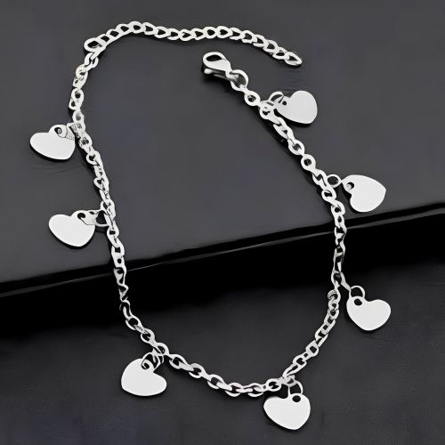 Pure Silver Anklet  Hearts Design.