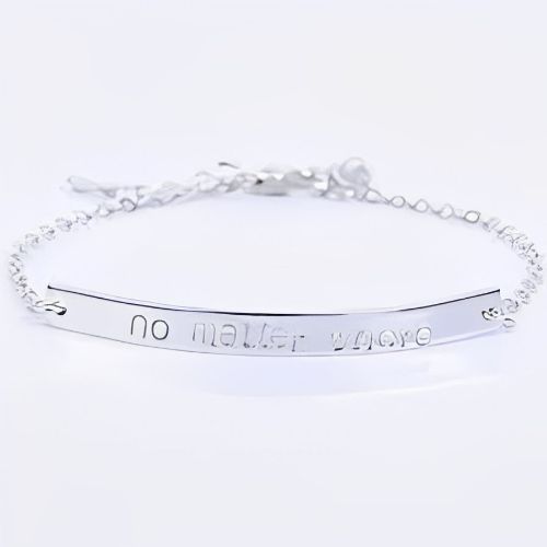 Pure Silver Bar Anklet Bracelet Costum Ingraved Name or Quote.