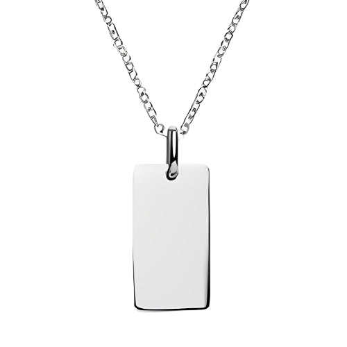 Rectangle-Plain-or-Custom-Name-Engraved-Nameplate-Necklace-Men Women-Silver-Pendant