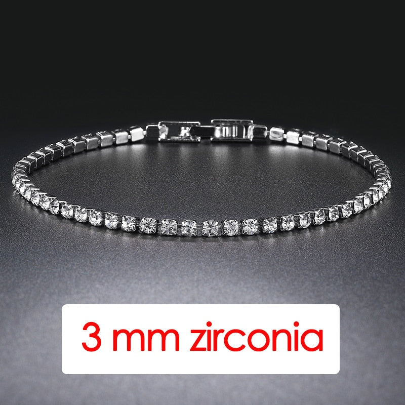 Hip Hop Iced Out 3/4/5mm Crystal Tennis Bracelet for Men Homme Trendy Punk Zirconia Men&#39;s Chain on The Hand Streetwear Jewelry