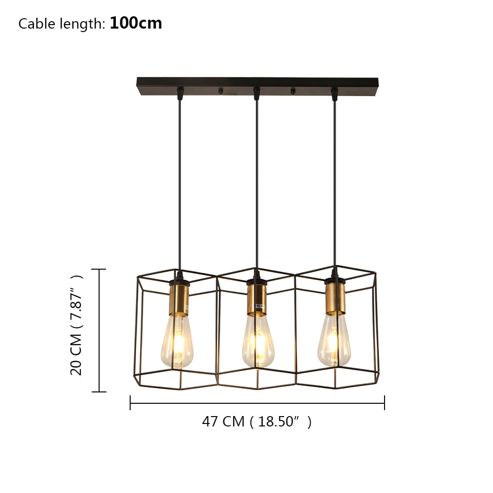 Modern LED Chandelier Hanging E27 Lamp Geometric Metal Frame Lamp Suitable For Creative Light Above the Table Bedroom